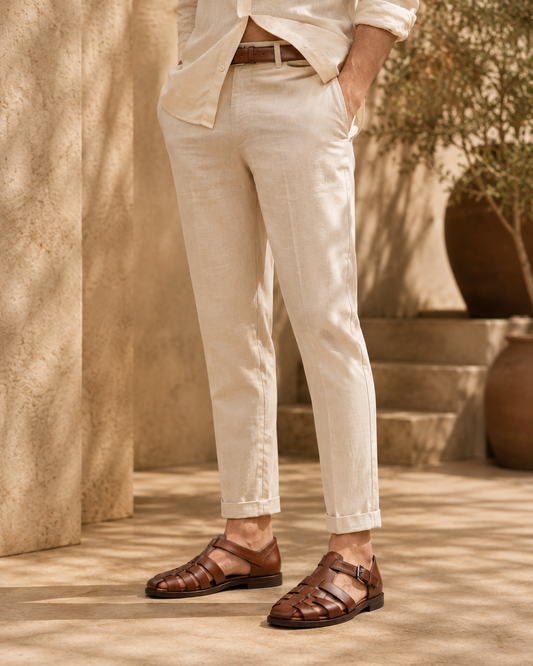 Francesco-Sandalias de cuero de alta calidad para hombre