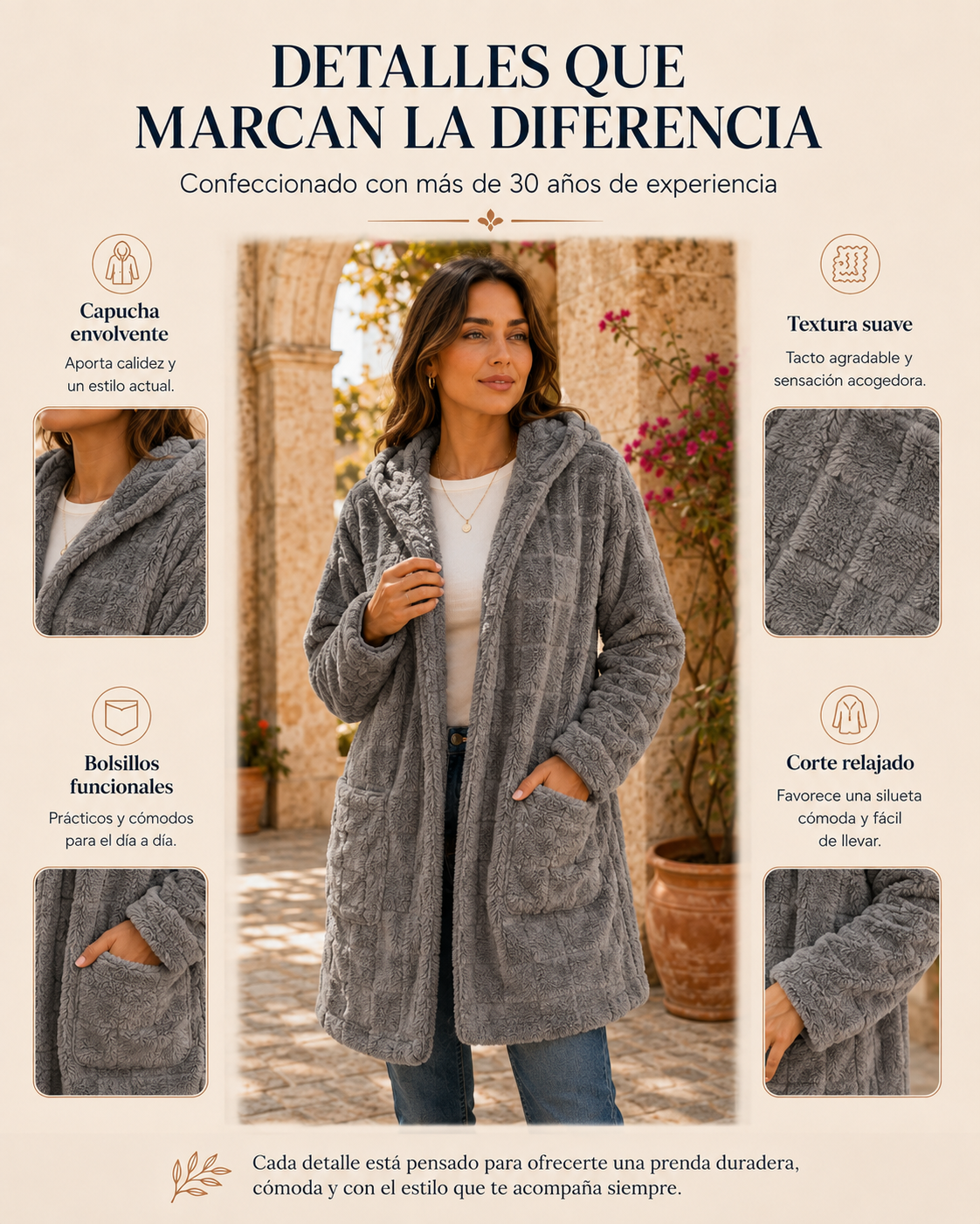 Sabina | Cárdigan de felpa a cuadros
