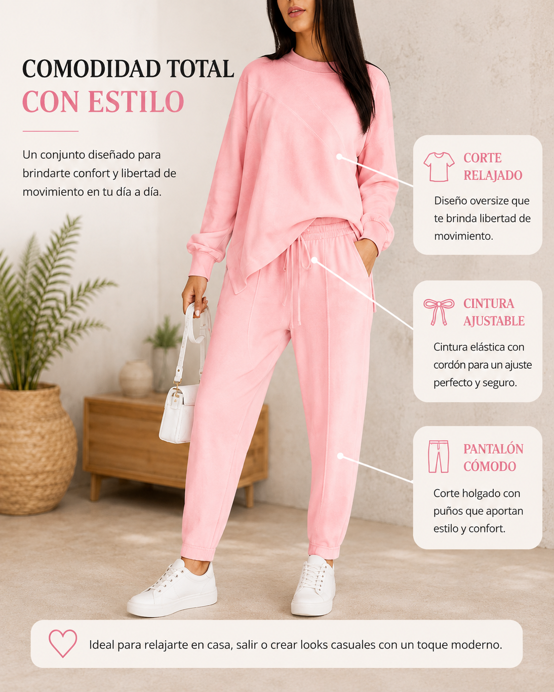 Mireia | Conjunto cómodo de sudadera y pantalón