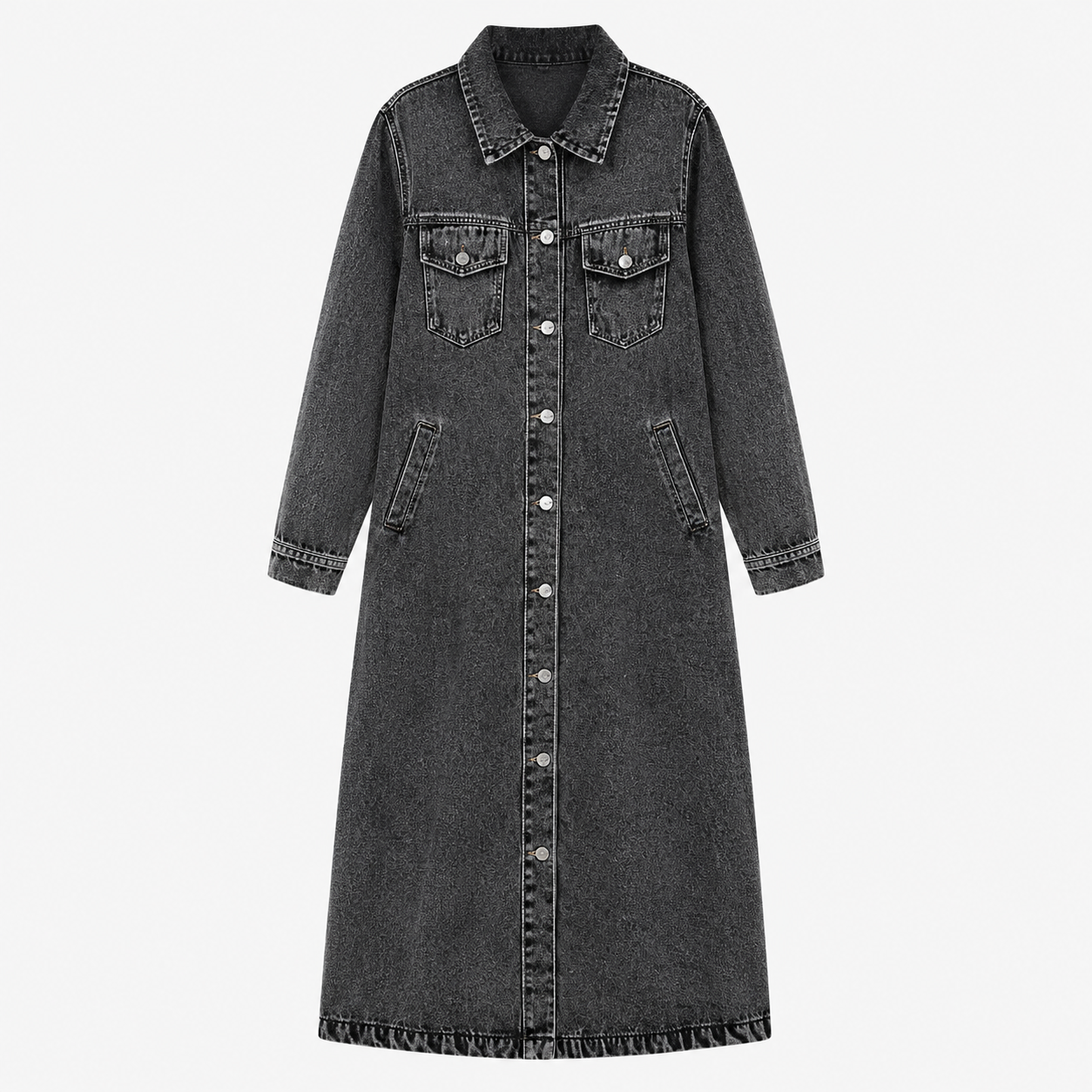 Isadora-Chaqueta vaquera larga con botones