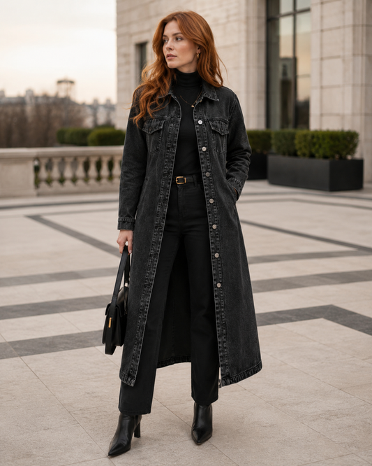 Isadora-Chaqueta vaquera larga con botones