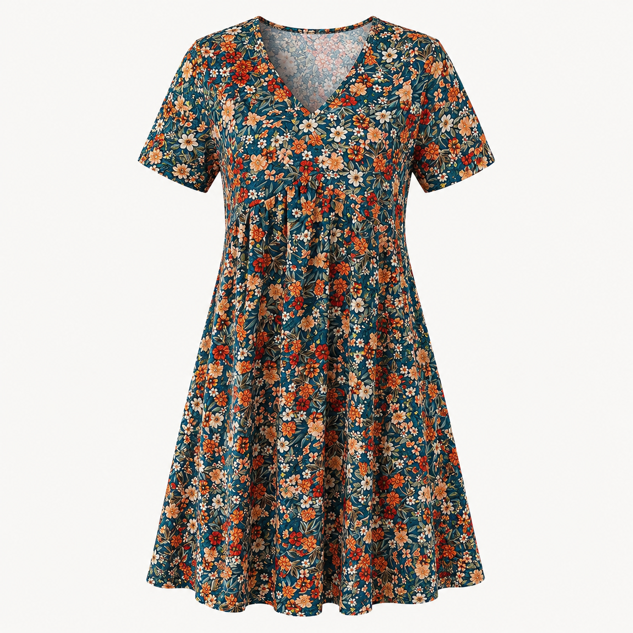Marina-Vestido de verano con estampado floral y escote en V