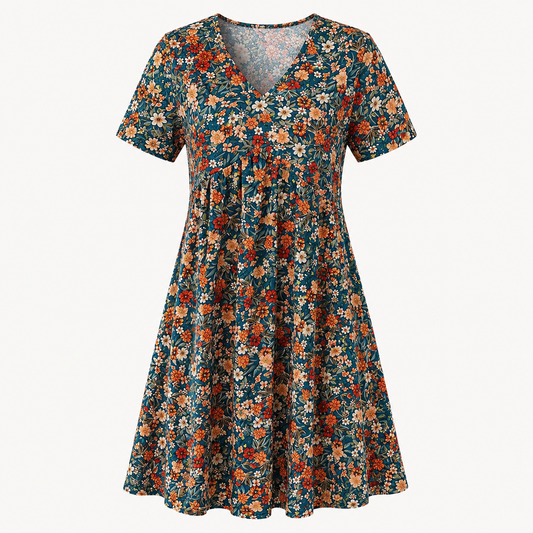 Marina-Vestido de verano con estampado floral y escote en V