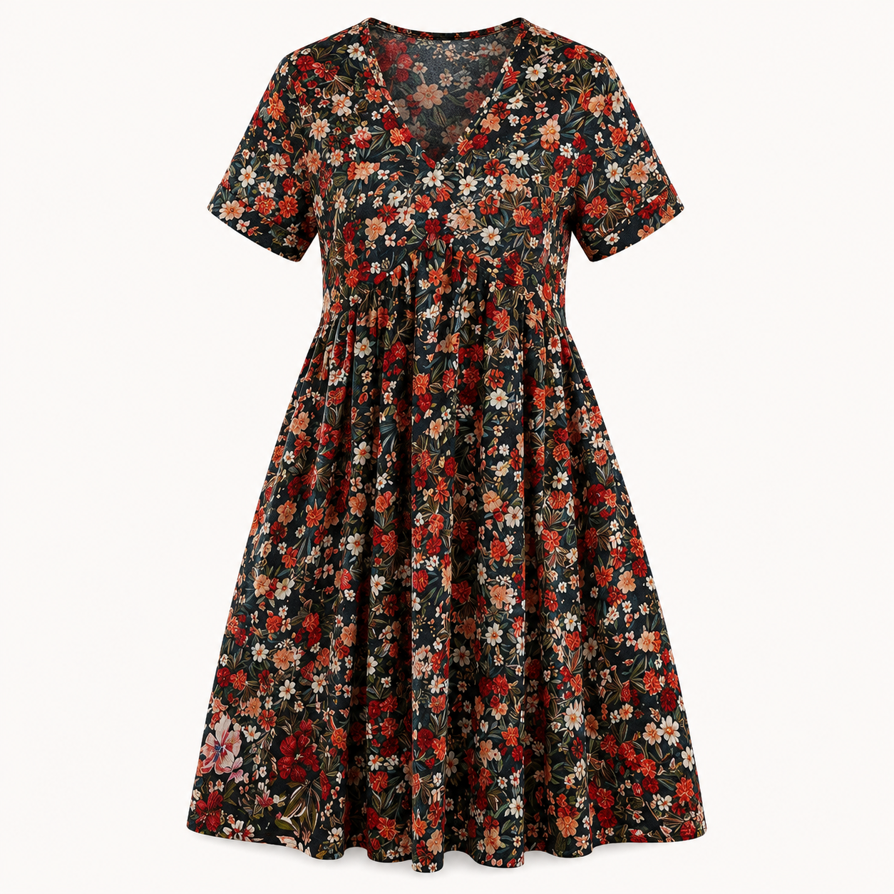Marina-Vestido de verano con estampado floral y escote en V
