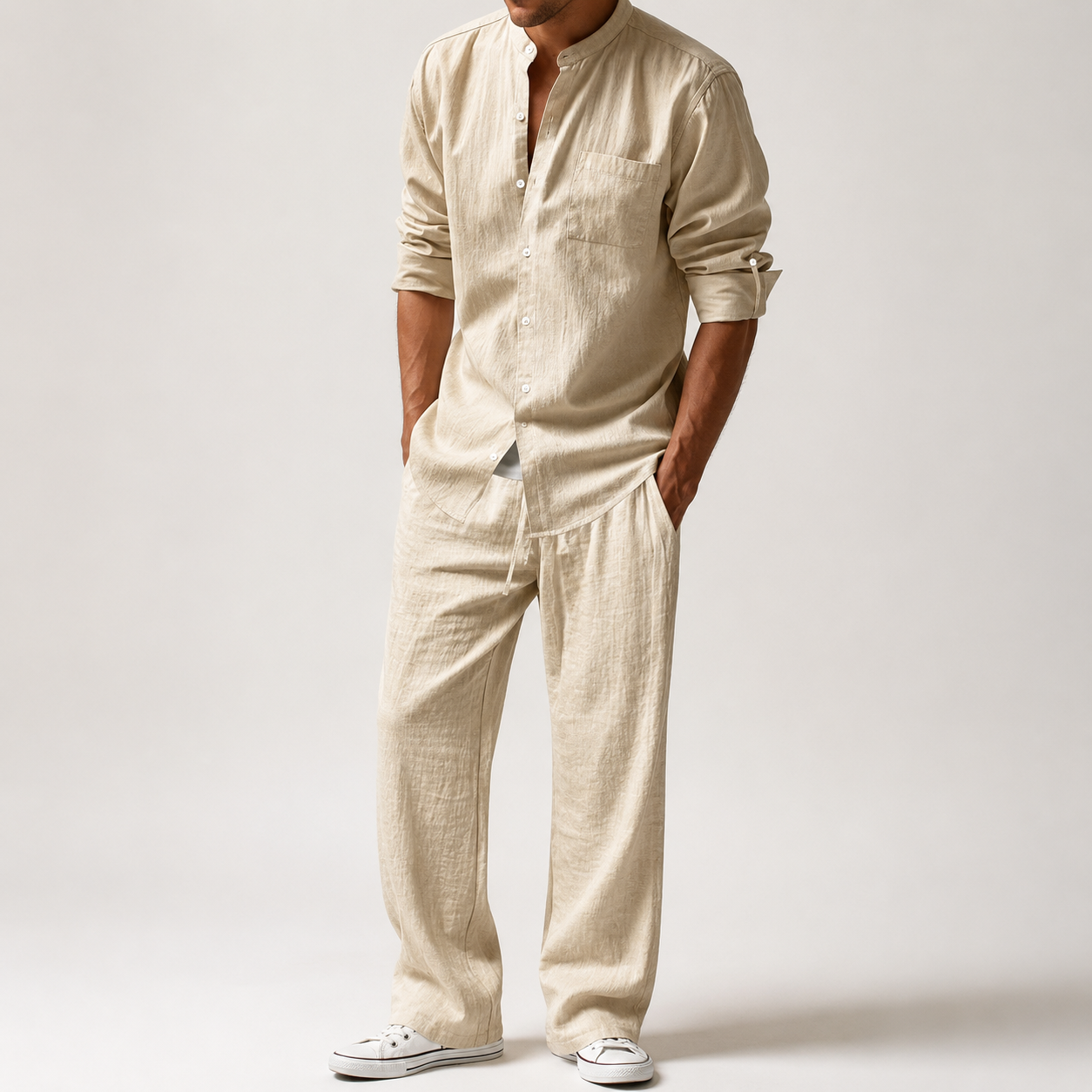 Leandro-Conjunto transpirable de camisa y pantalón para hombre