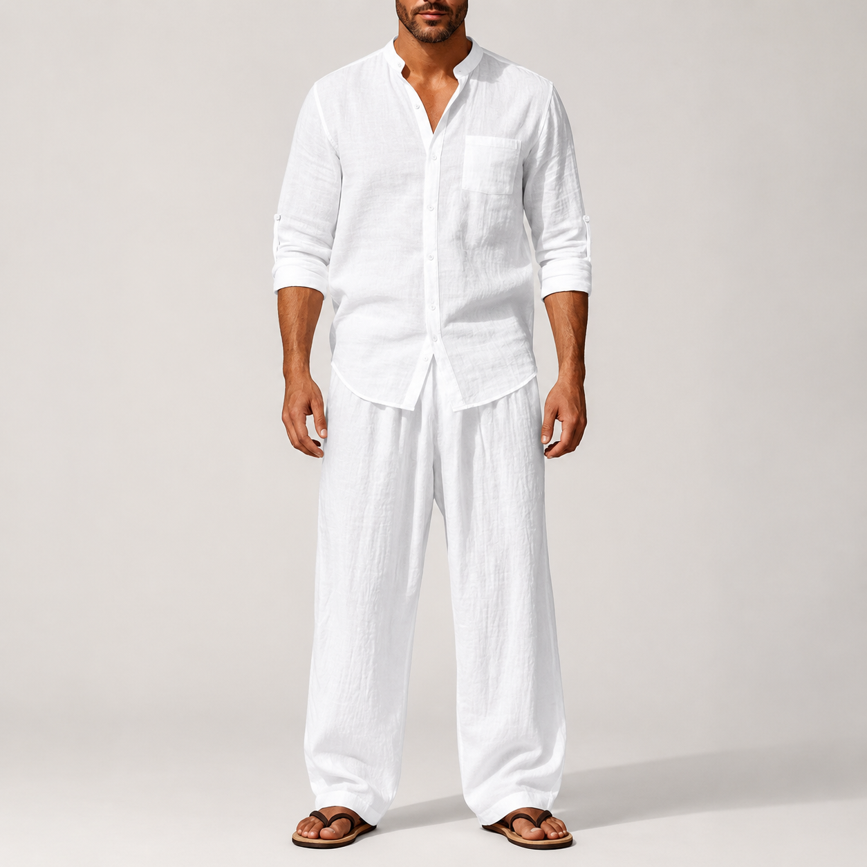 Leandro-Conjunto transpirable de camisa y pantalón para hombre