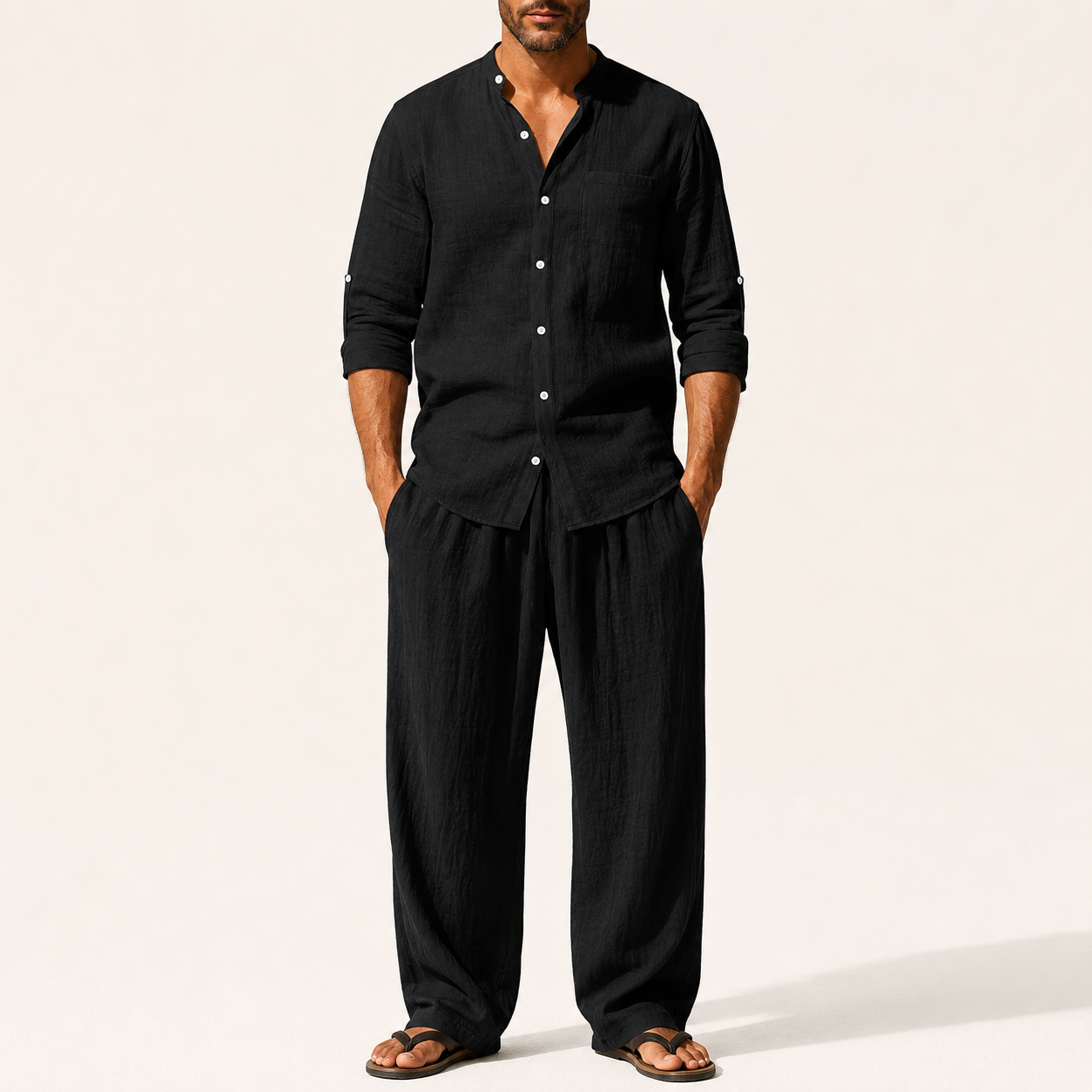 Leandro-Conjunto transpirable de camisa y pantalón para hombre