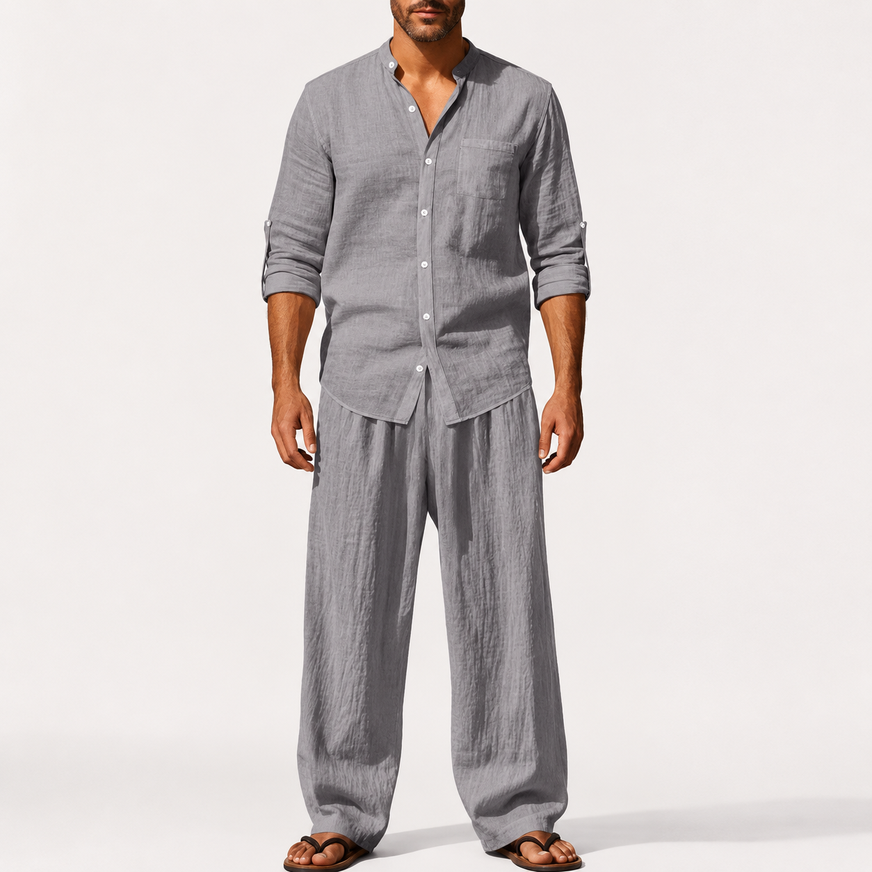 Leandro-Conjunto transpirable de camisa y pantalón para hombre