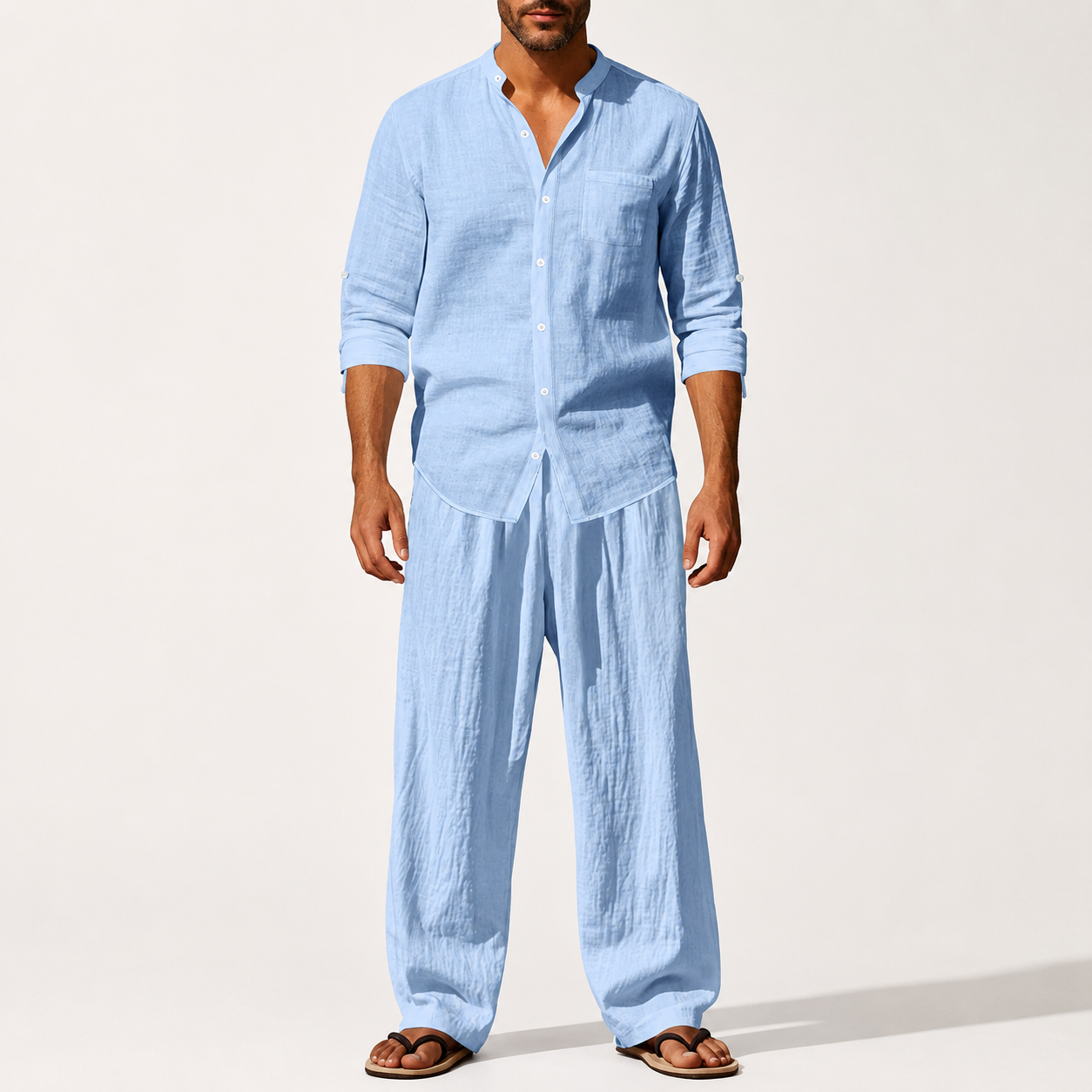 Leandro-Conjunto transpirable de camisa y pantalón para hombre