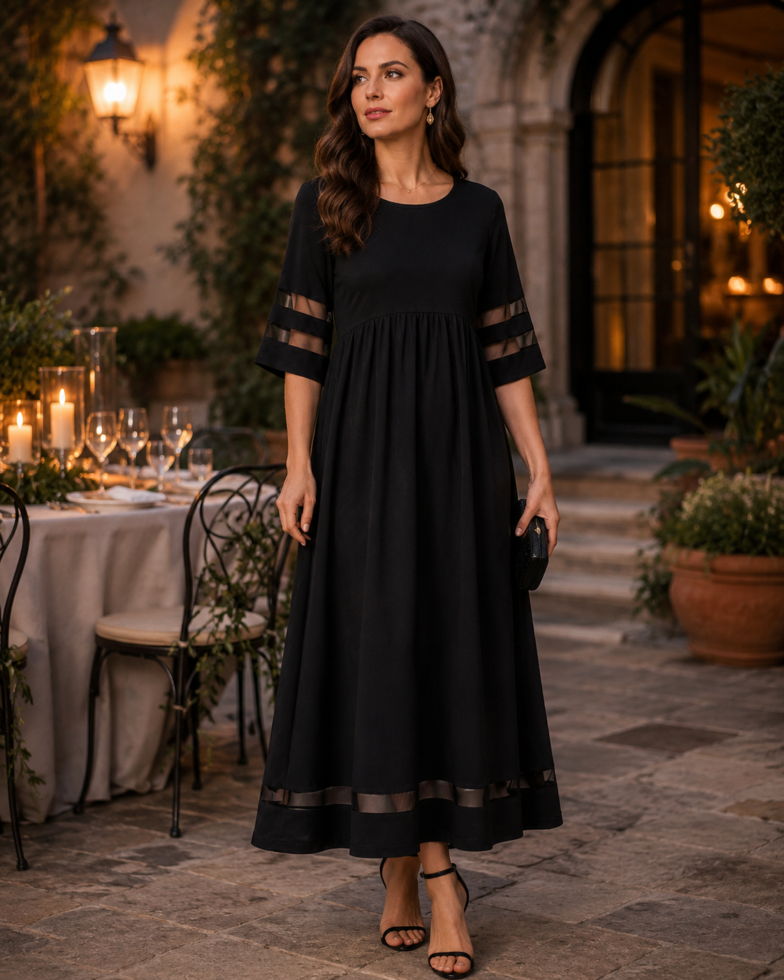 Aubrey-Vestido midi fluido que estiliza la figura