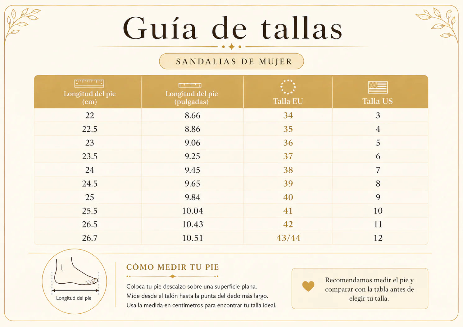 Guía de tallas de Noelia-Sandalias cómodas y transpirables para mujer