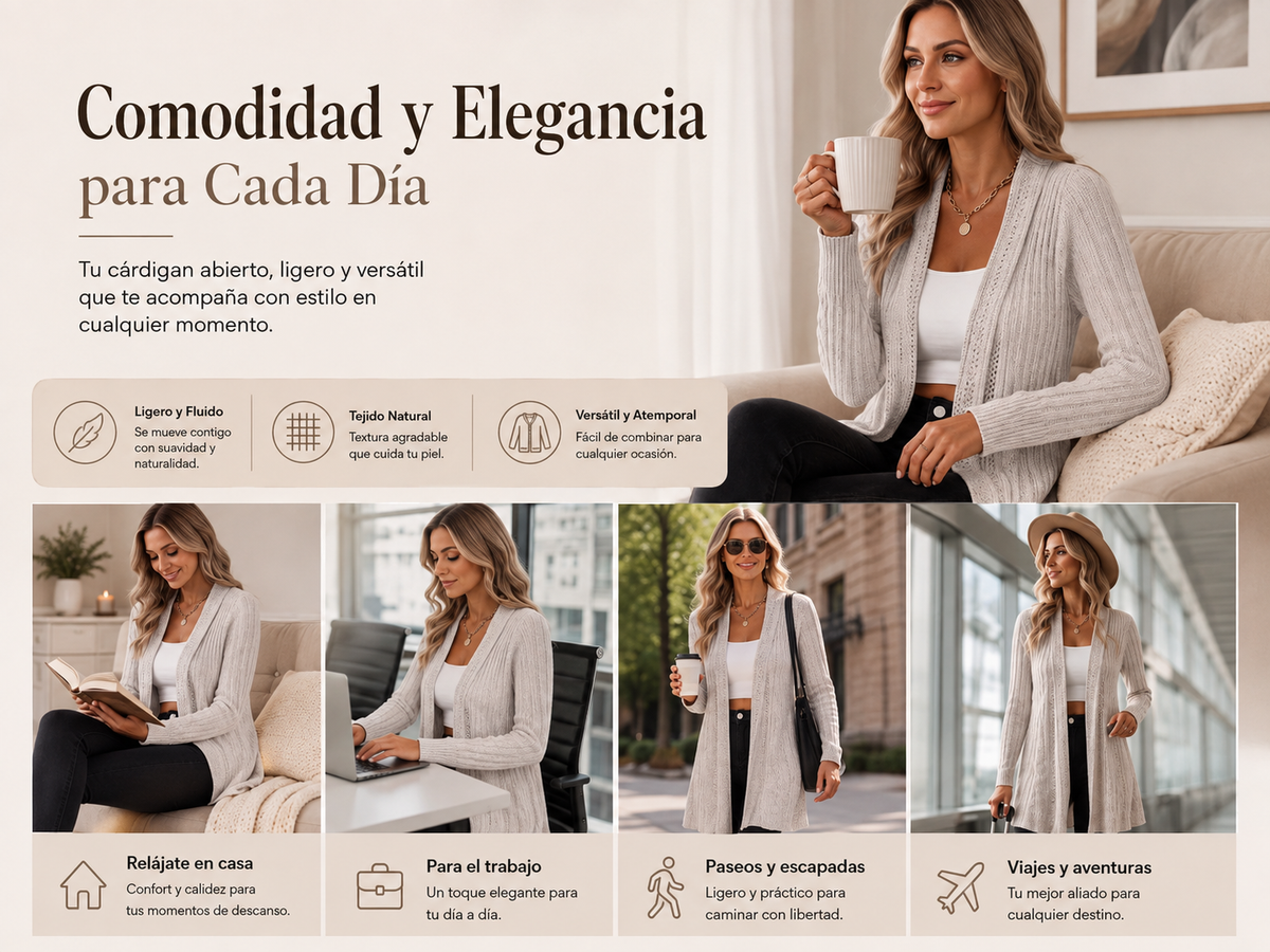 Maia | Cárdigan abierto de punto acanalado