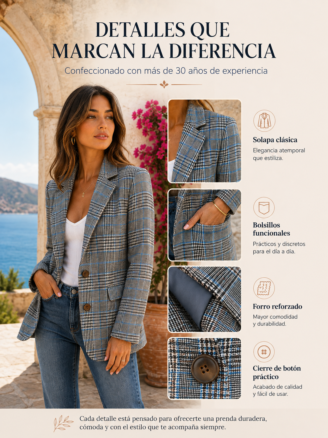Elvira | Blazer de cuadros con solapa