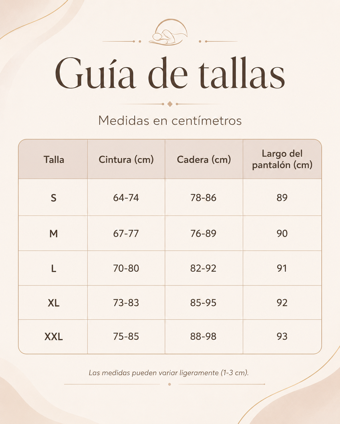 Guía de tallas de Mireya | Leggings térmicos con interior afelpado