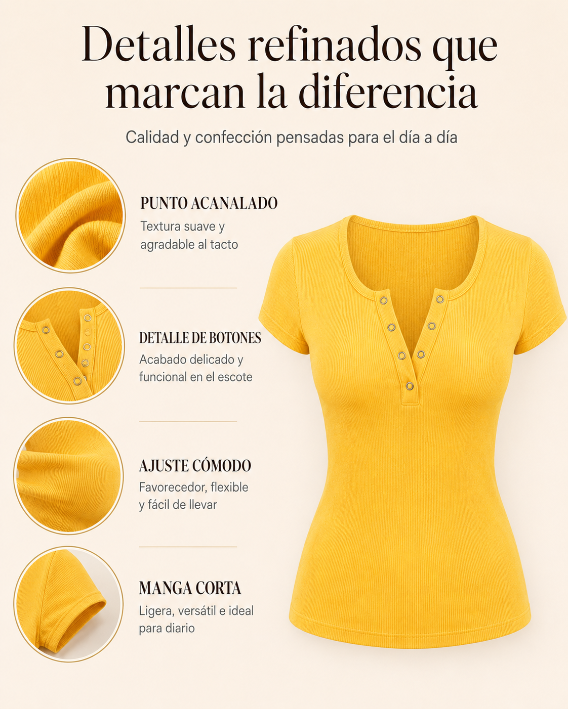 Suriya | Camiseta ajustada con botones decorativos