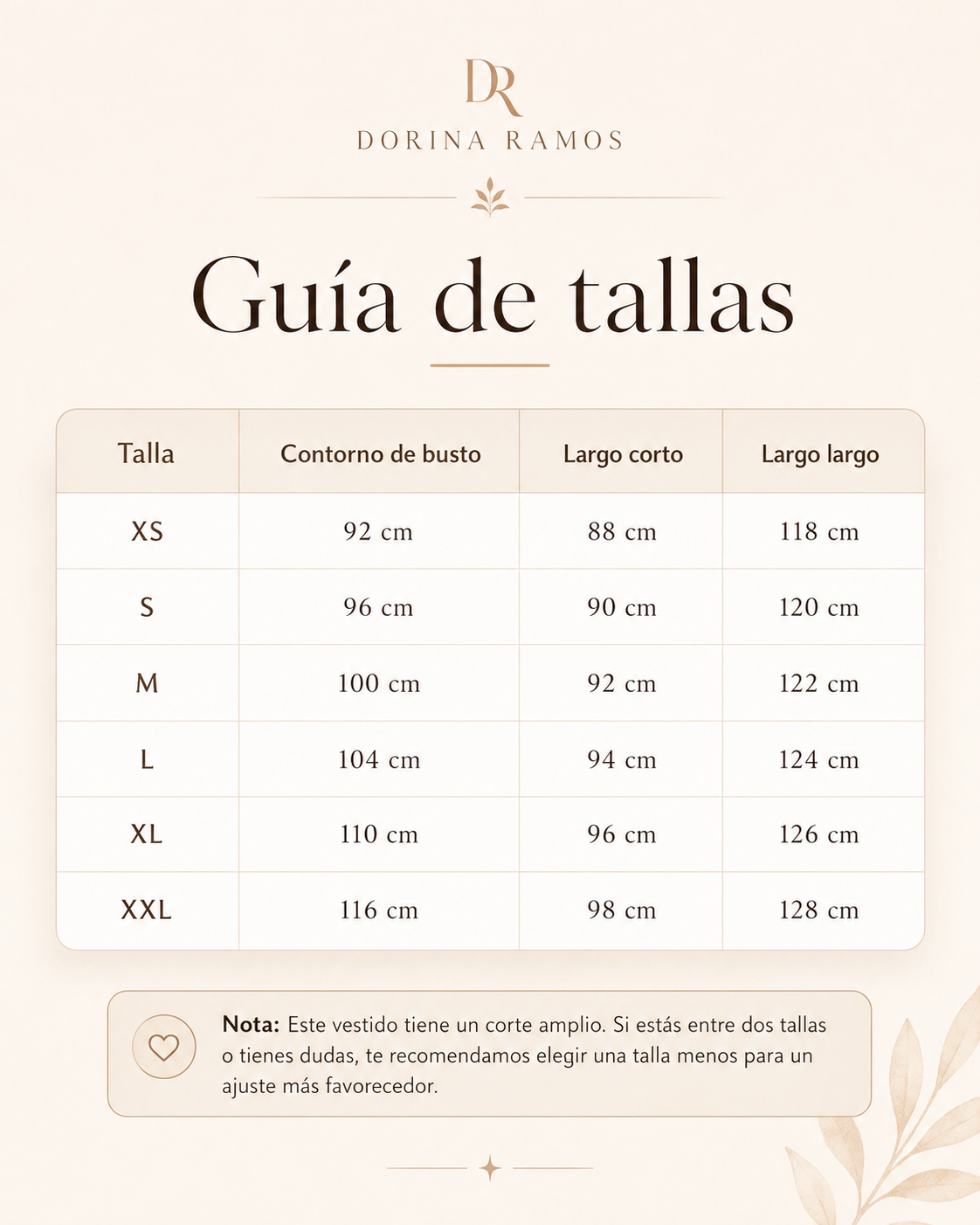 Guía de tallas de Alma | Vestido fluido de espalda abierta