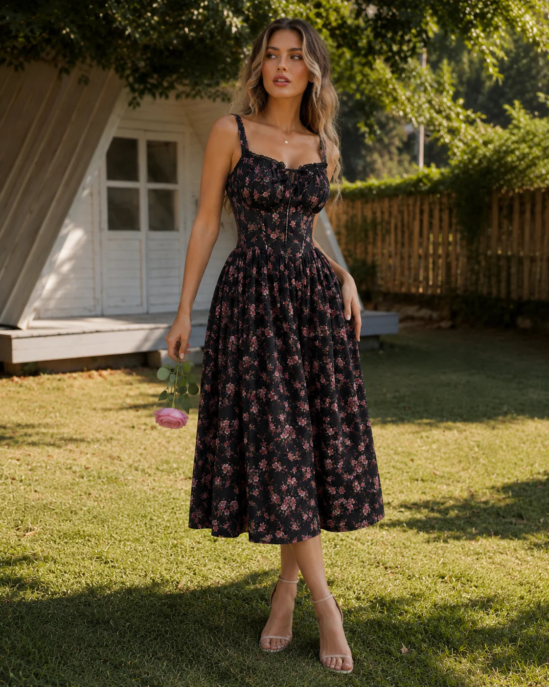Bianca | Vestido corsé floral con escote cuadrado