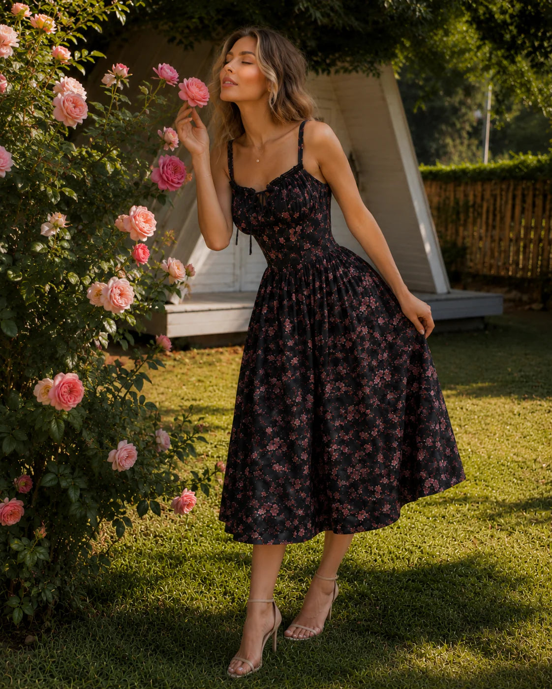 Bianca | Vestido corsé floral con escote cuadrado