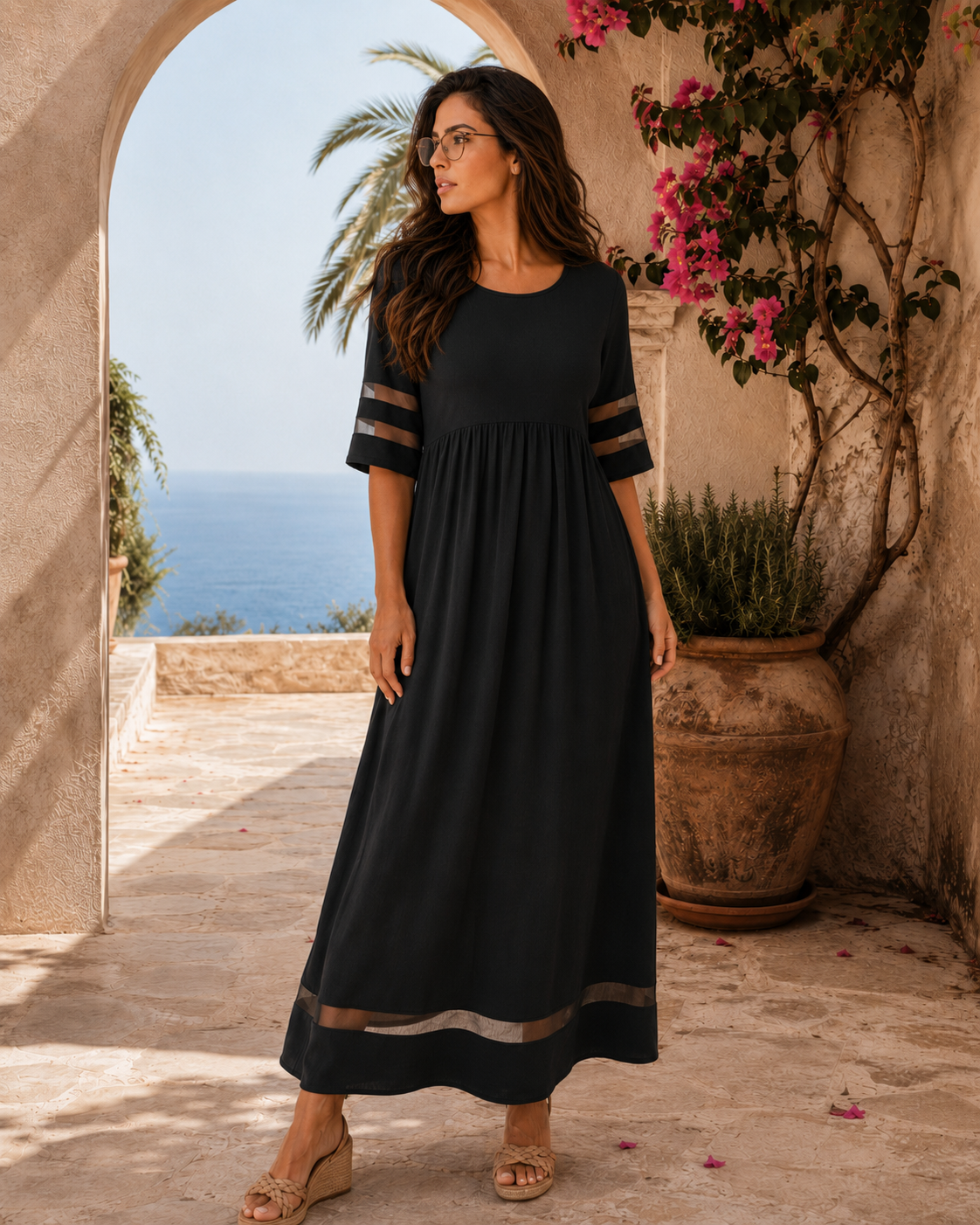 Aubrey-Vestido midi fluido que estiliza la figura
