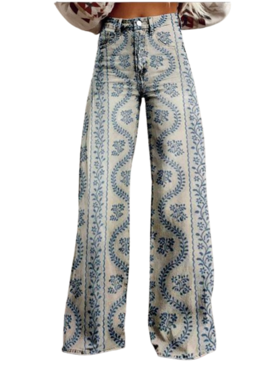 Juliana™ | Legging ancho estampado azul