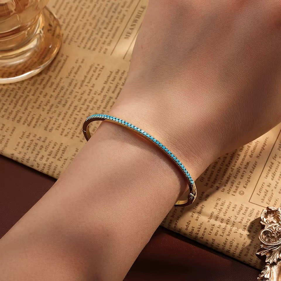 Aurora | Pulsera de tenis dorada y turquesa