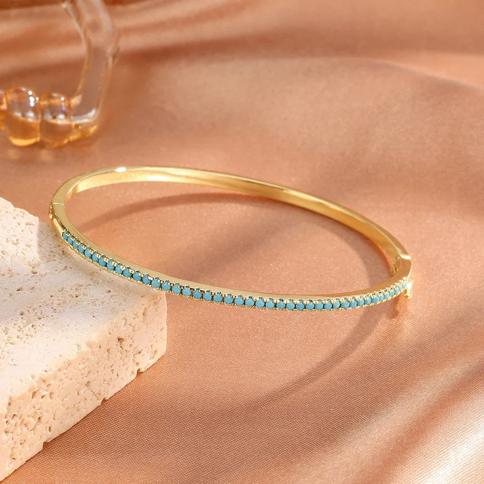 Aurora | Pulsera de tenis dorada y turquesa