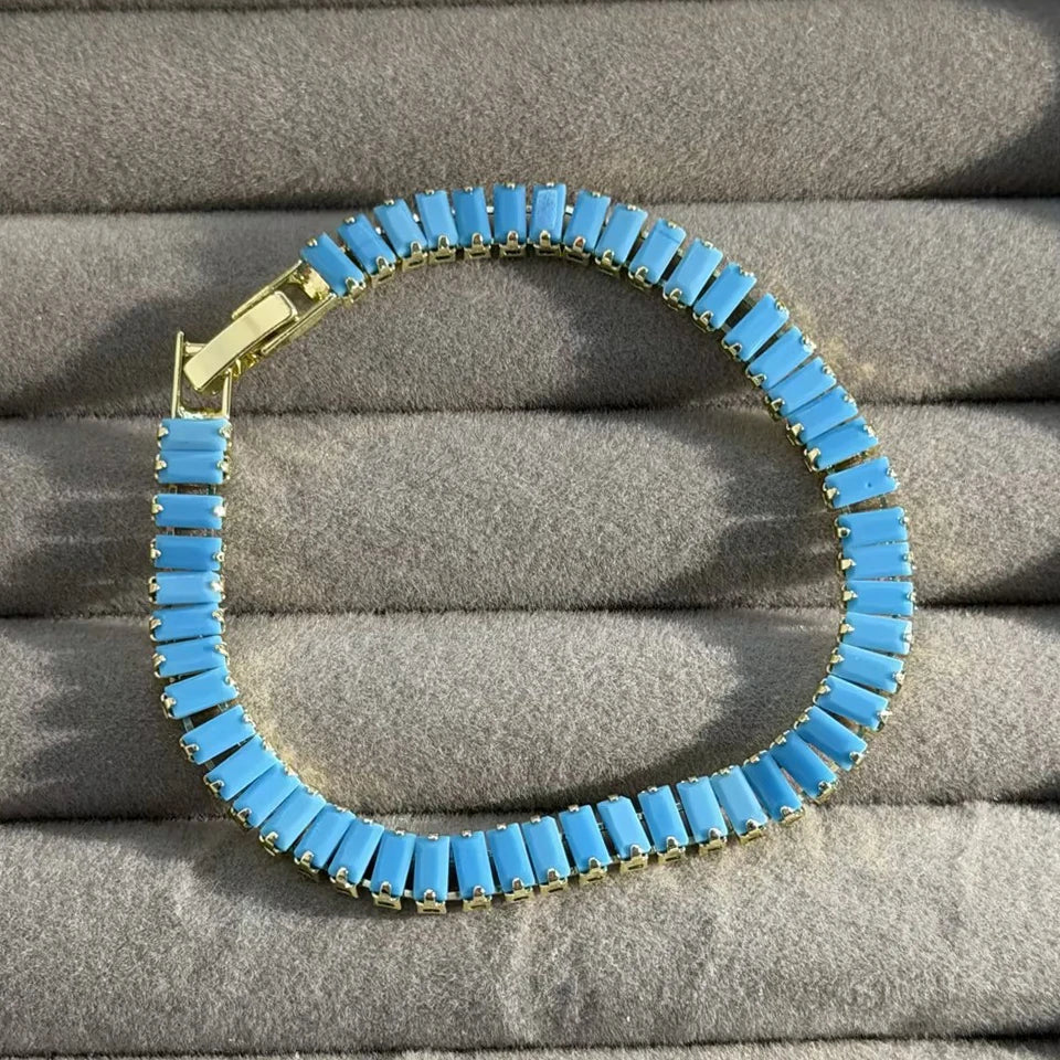 Aurora | Pulsera de tenis dorada y turquesa