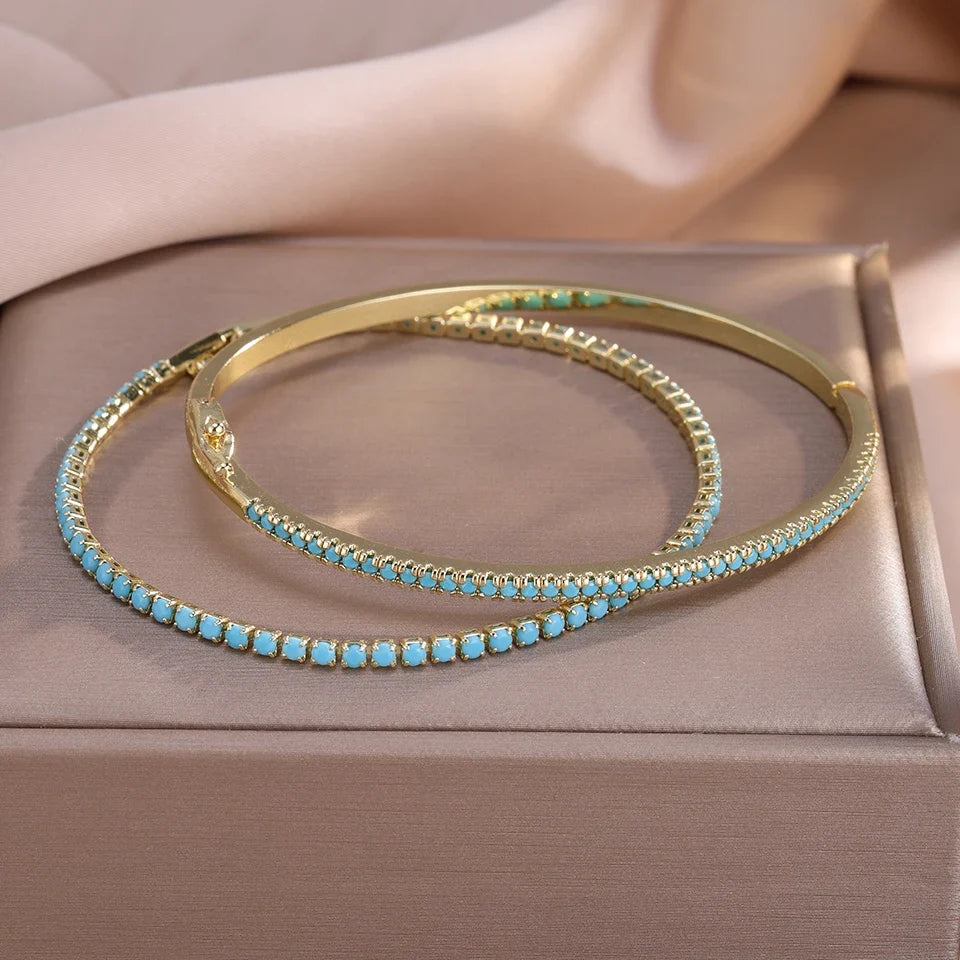 Aurora | Pulsera de tenis dorada y turquesa