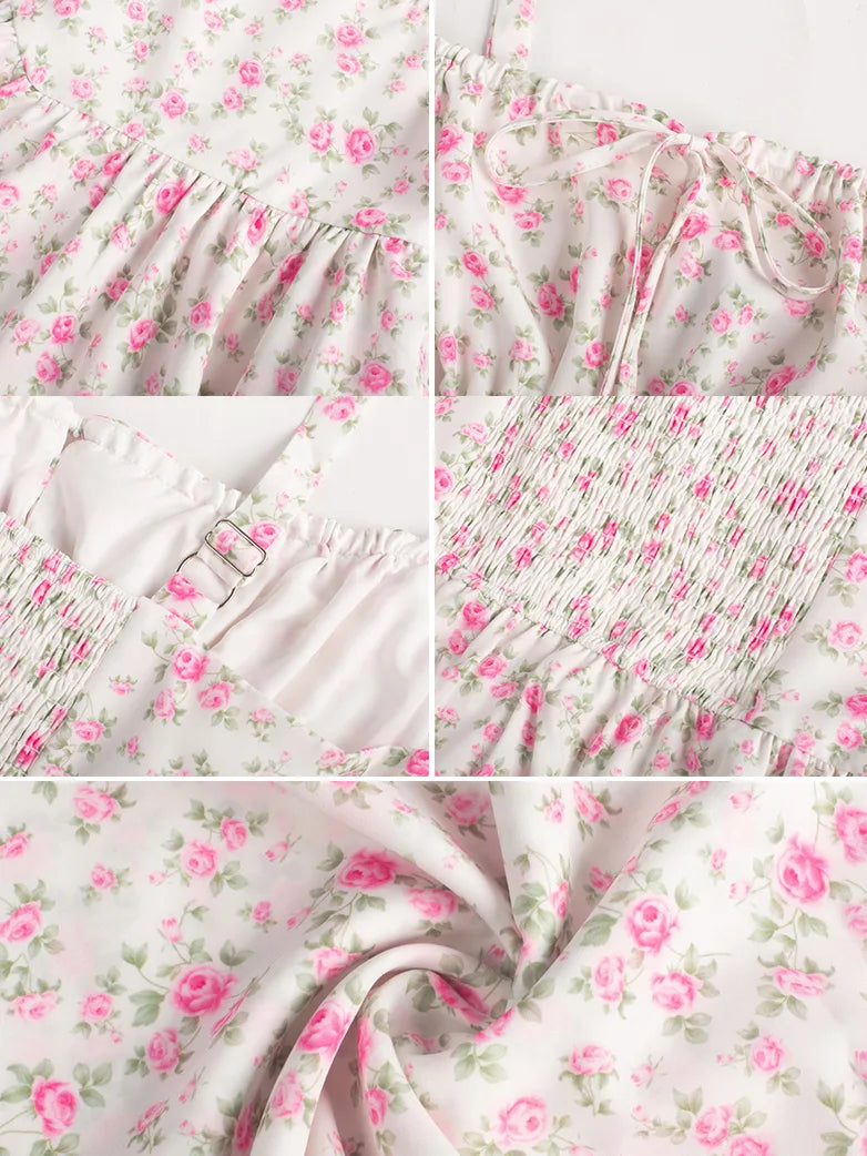 Women Summer Floral Puffy Corset Dress