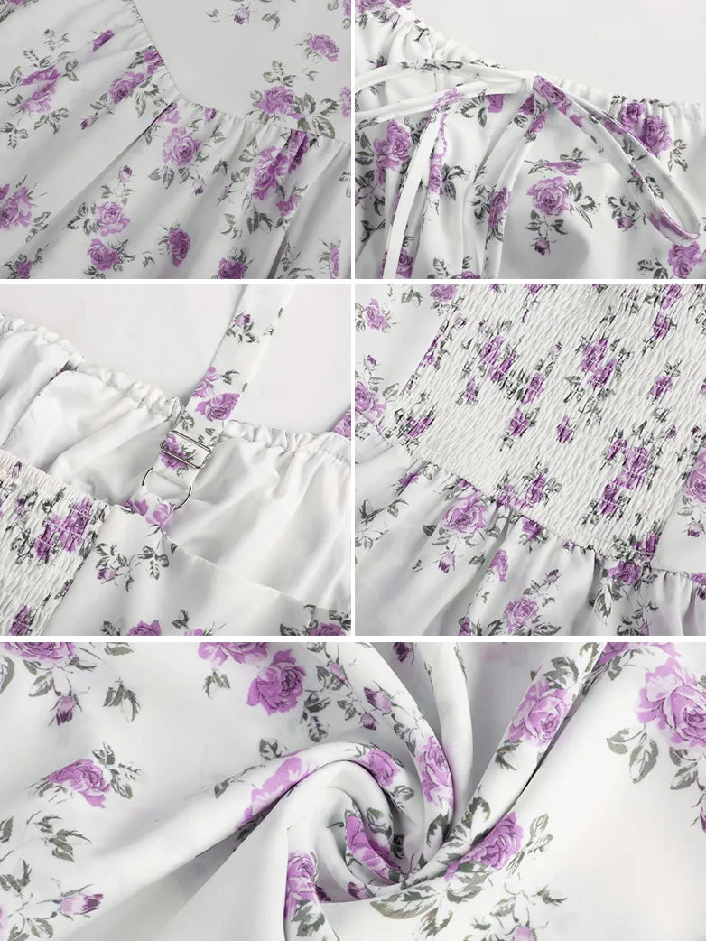 Women Summer Floral Puffy Corset Dress
