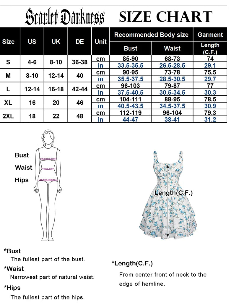 Women Summer Floral Puffy Corset Dress