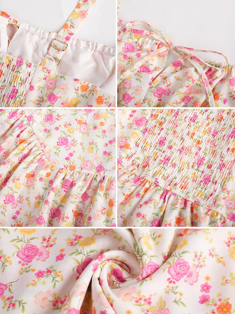 Women Summer Floral Puffy Corset Dress