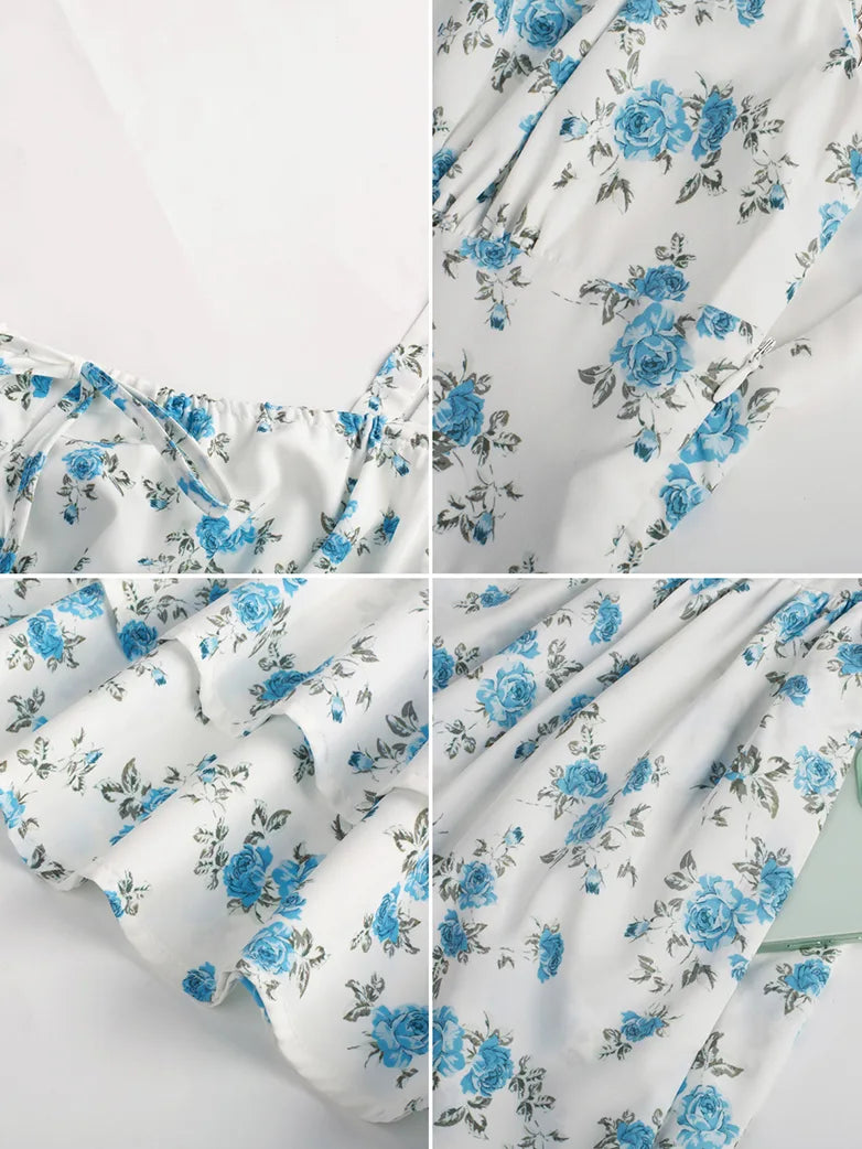 Women Summer Floral Puffy Corset Dress