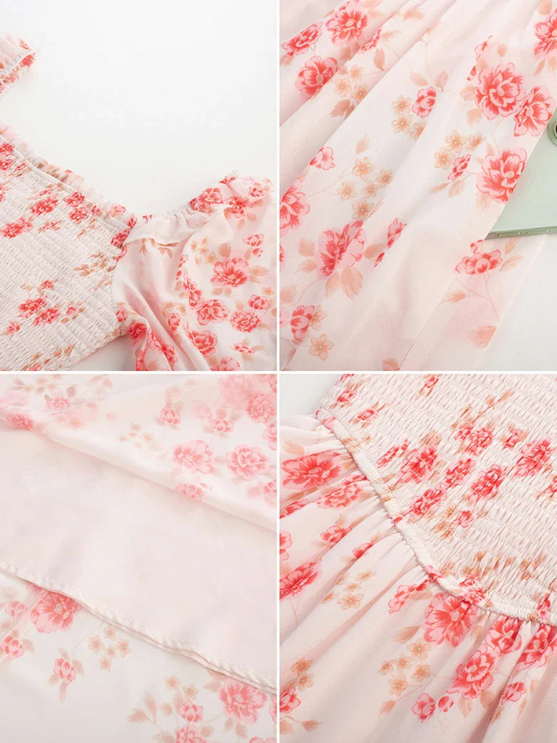 Bridgeton Puff sleeves Chiffon Pleated Pocket Dress
