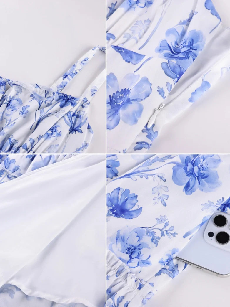 Valentine's Day Floral Summer Front Slit Pocket Dress