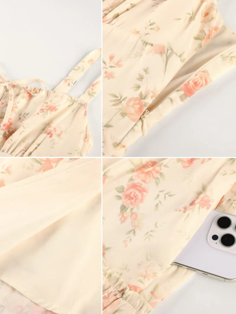 Valentine's Day Floral Summer Front Slit Pocket Dress