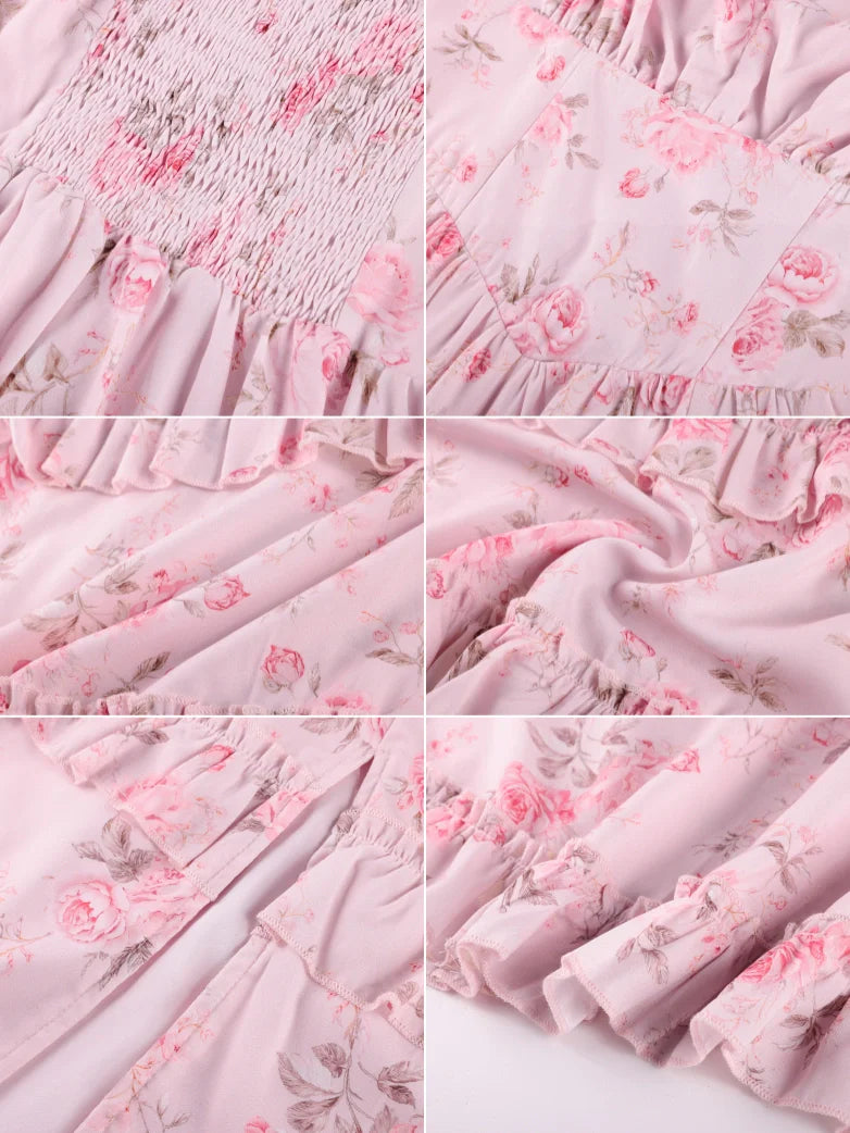 Valentine's Day Floral Summer Front Slit Pocket Dress