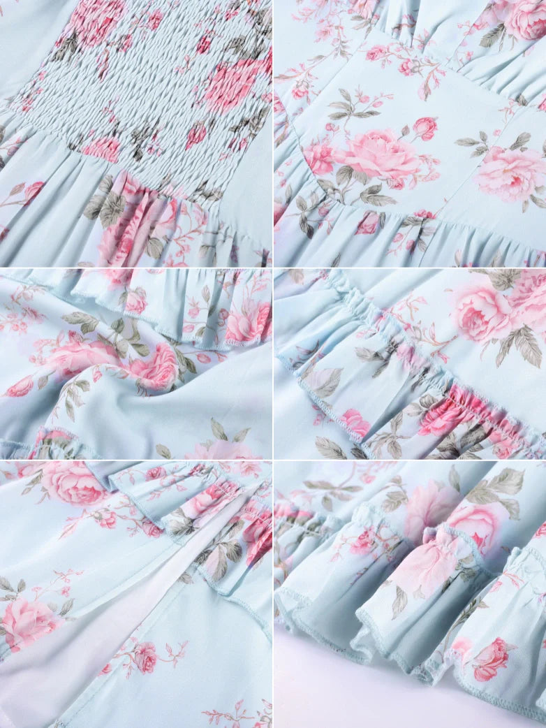 Valentine's Day Floral Summer Front Slit Pocket Dress