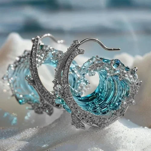 Cyriane | Pendientes azules con detalles dorados