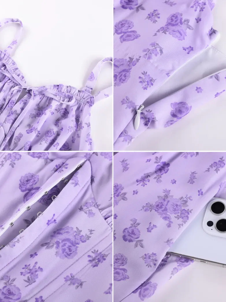 Victorian Floral Spring Corset Dress with Pockets