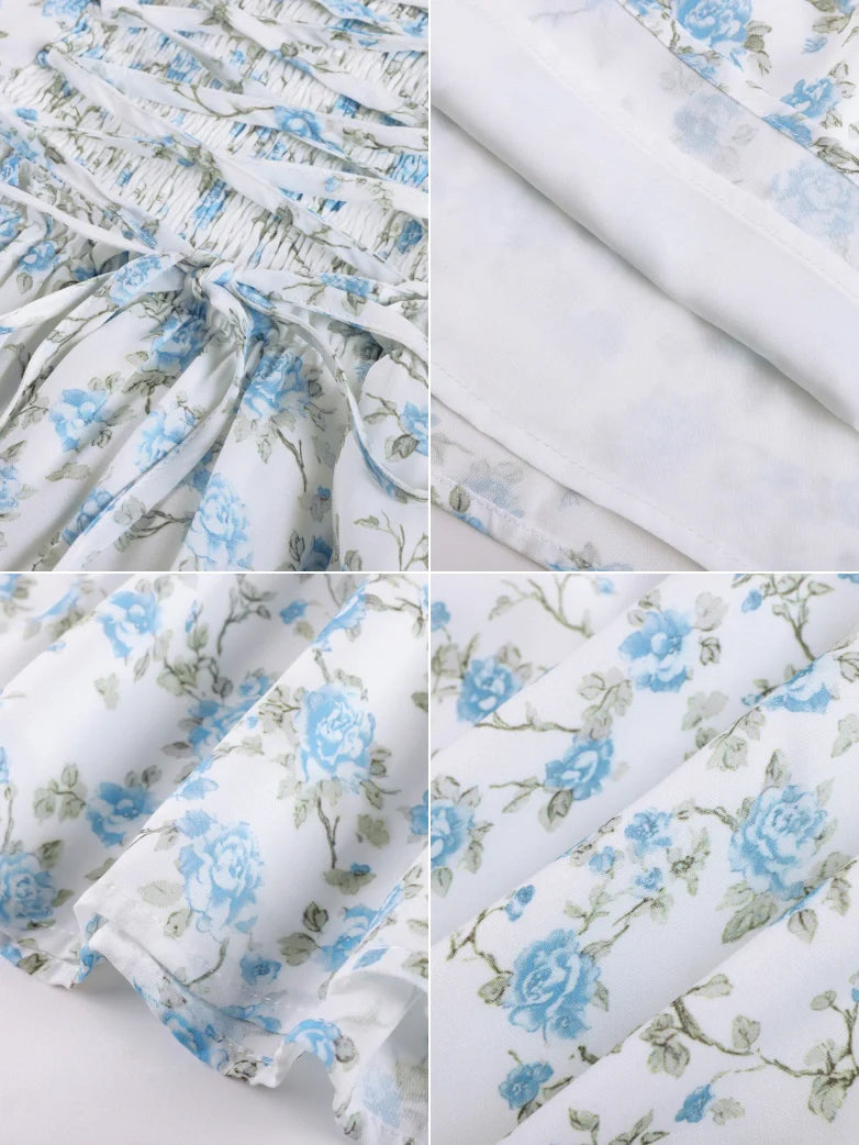 Victorian Floral Spring Corset Dress with Pockets