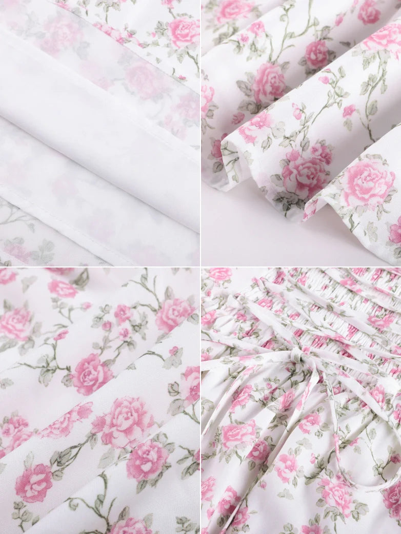Victorian Floral Spring Corset Dress with Pockets