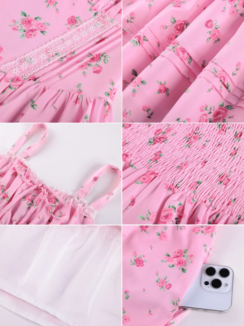 Victorian Puffy Corset Dress Sundress with Pockets