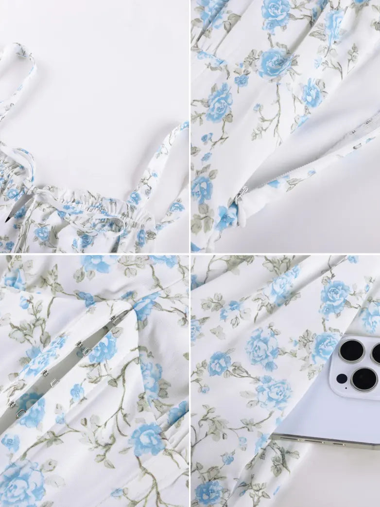 Victorian Floral Spring Corset Dress with Pockets