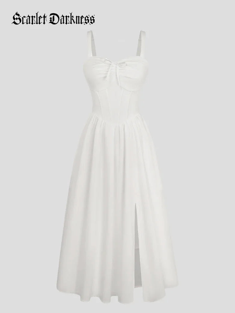 Victorian Slit Corset Party Dress with Pockets