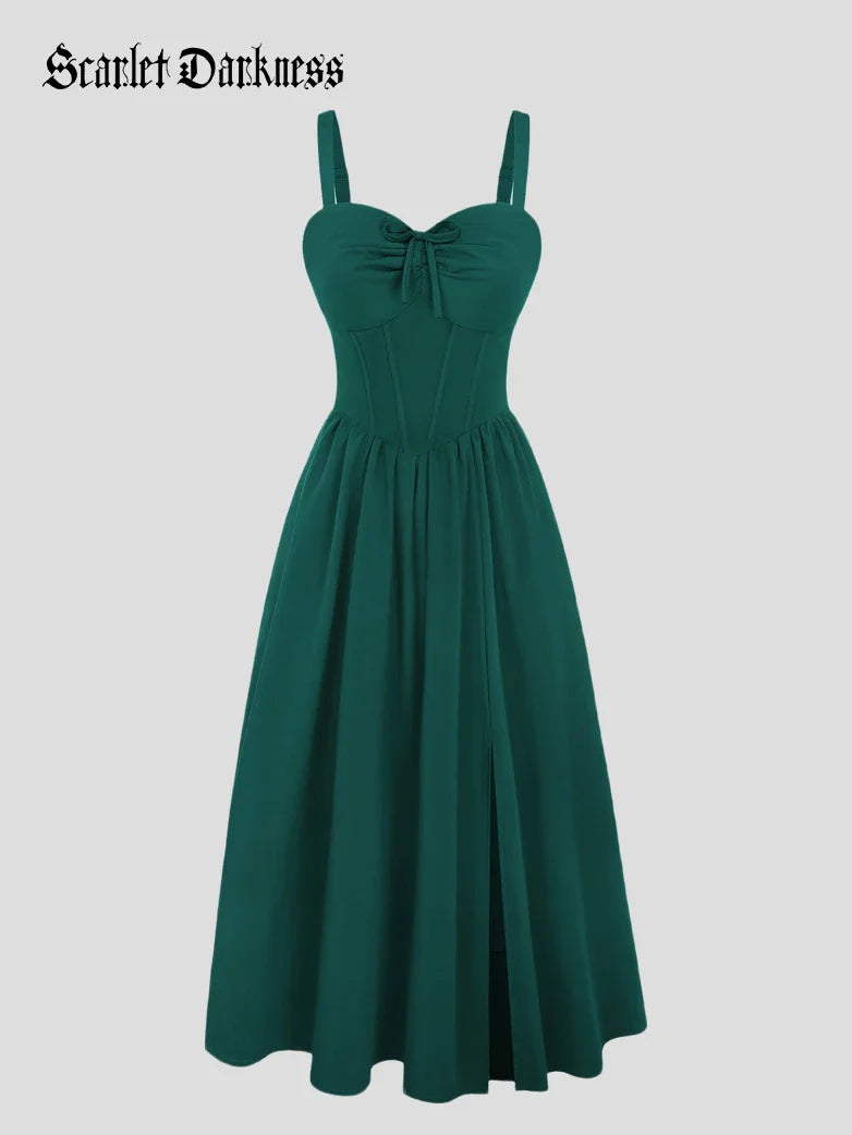 Victorian Slit Corset Party Dress with Pockets