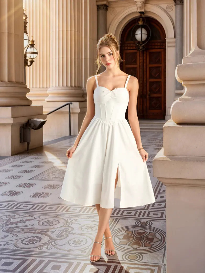 Victorian Slit Corset Party Dress with Pockets
