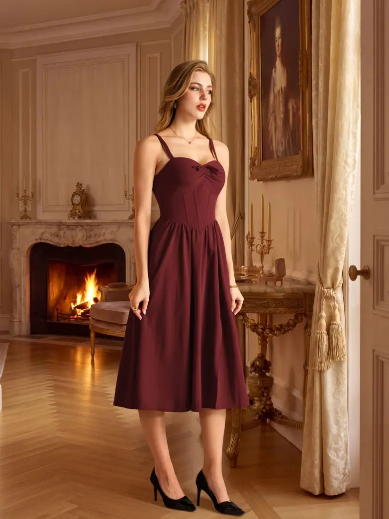 Victorian Slit Corset Party Dress with Pockets