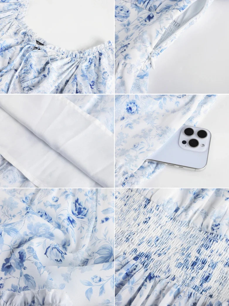Victorian Summer Floral Pockets Dresses for Women