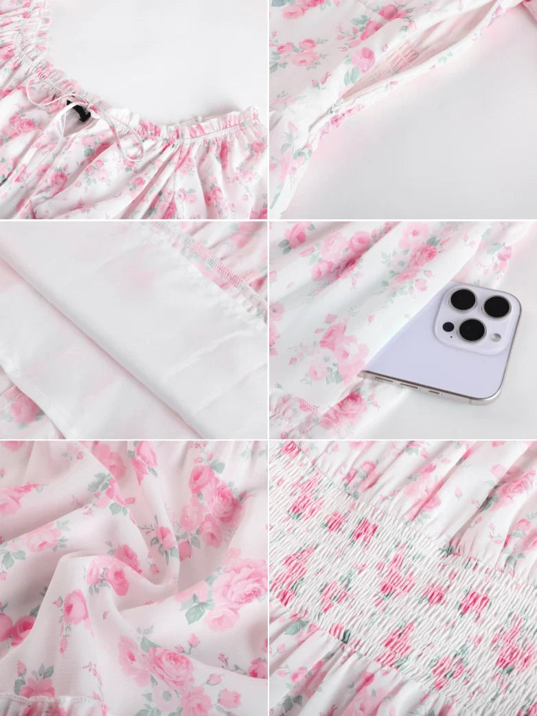Victorian Summer Floral Pockets Dresses for Women